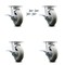 Service Caster 6 Inch Kingpinless Thermoplastic Wheel Caster Set with Brake and Swivel Lock SCC SCC-KP30S620-TPRRD-SLB-BSL-4 - alternate 1